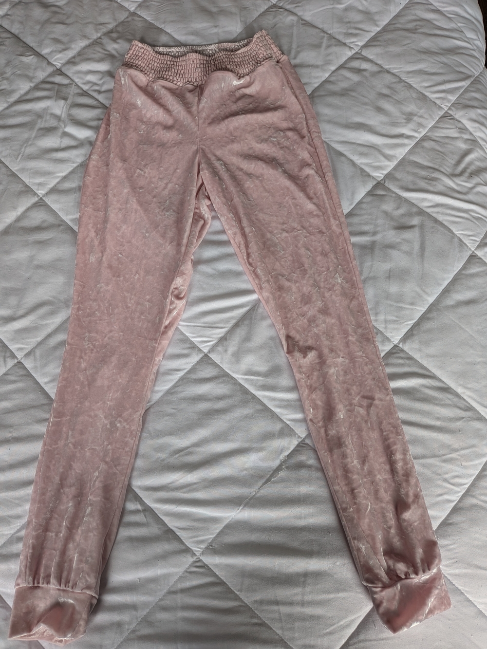 Velvet Jogger Track Pants in Dusty Pink